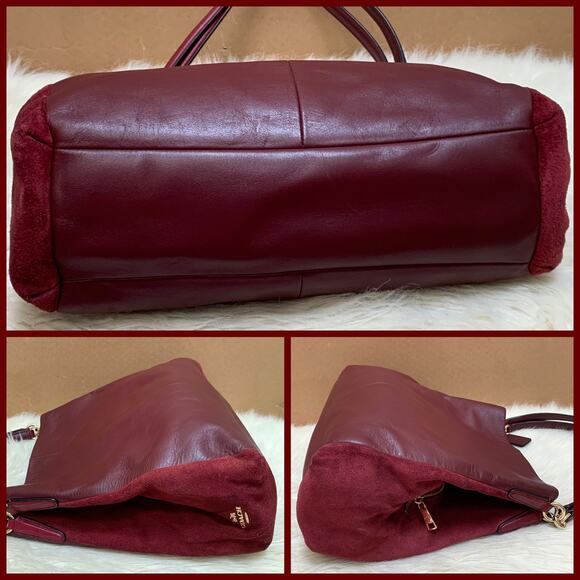 COACH MADISON Burgundy Leather & Suede PHOEBE Shoulder Bag Hobo F38415 - Picture 14 of 16